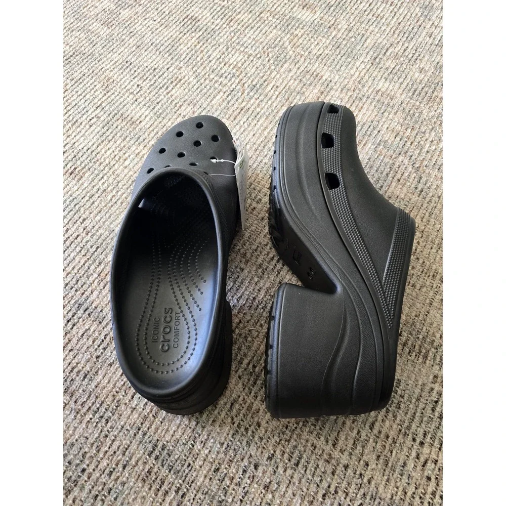 Crocs‎ Siren Mens Sz 13 Black Platform Chunky cosplay, lesiure, medical, comfort